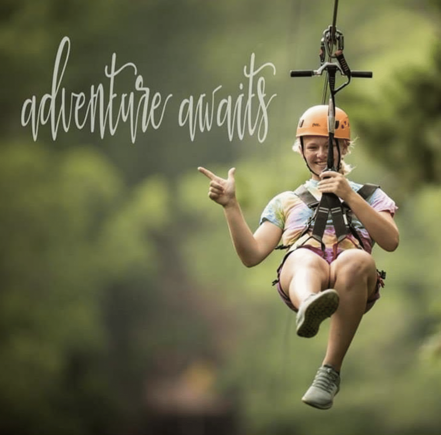 Adventure Awaits- Woman Ziplining Broken Bow Oklahoma